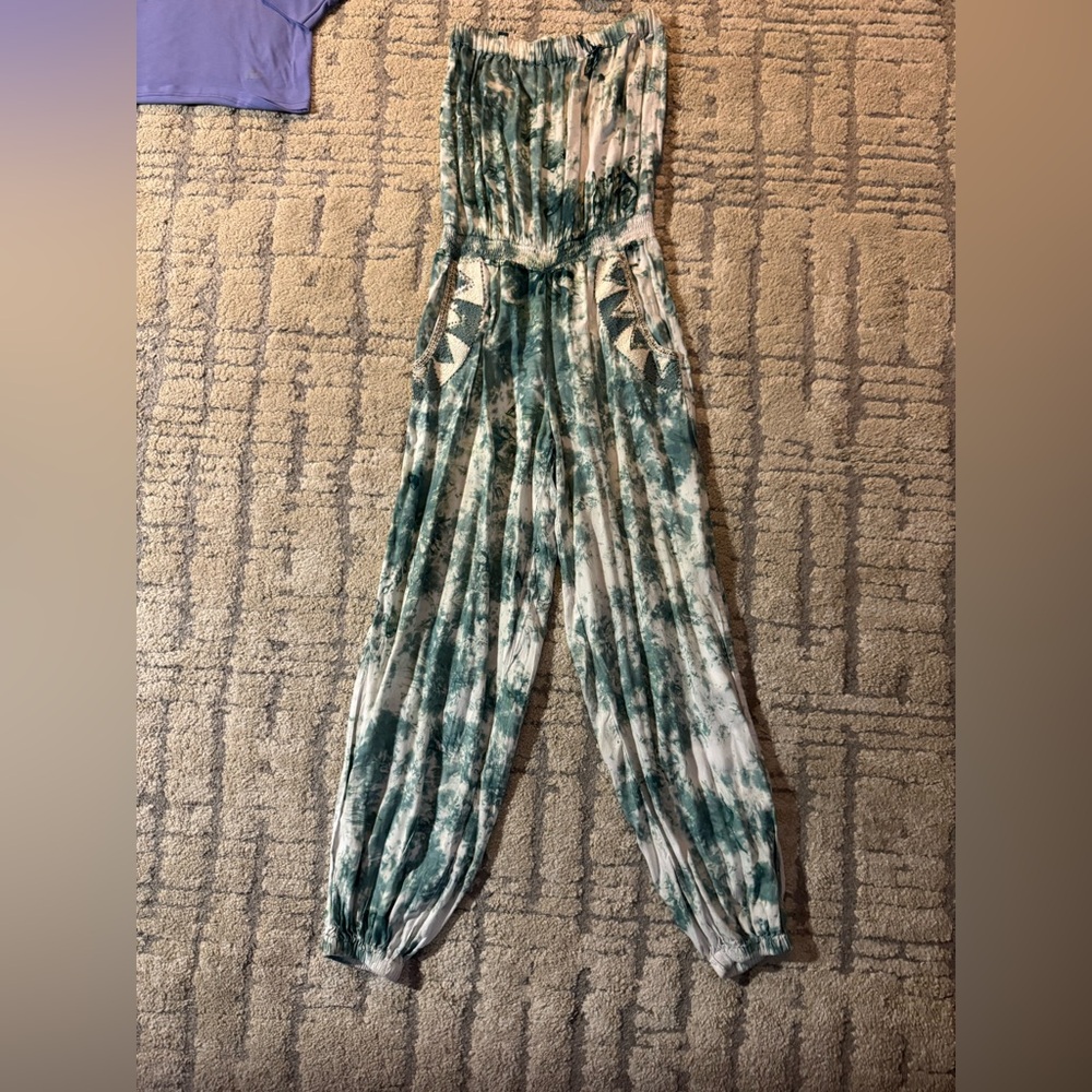 Boheme by Sherra Strapless Tie-Dye Jumpsuit
